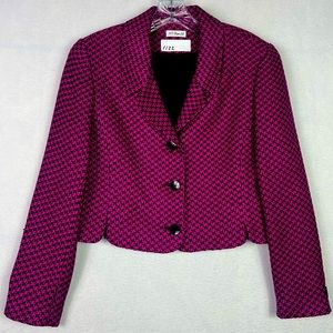 Vintage ANN MAY Bright Multi-Color/Black Woven Silk Cropped Dress Jacket Blazer